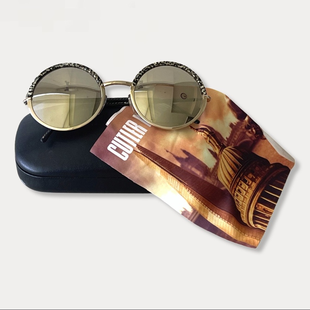 CUTLER AND GROSS 1070-MOZB Mozaic On Black/Gold Silver Mirror Sunglasses